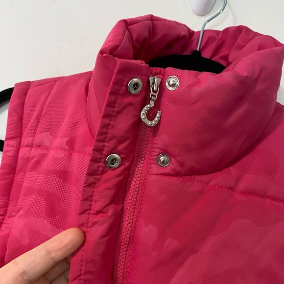 Ariat Women's Hybrid Camo Puffer Vest Stretch Side Panels Hot Pink Small - Picture 4 of 9